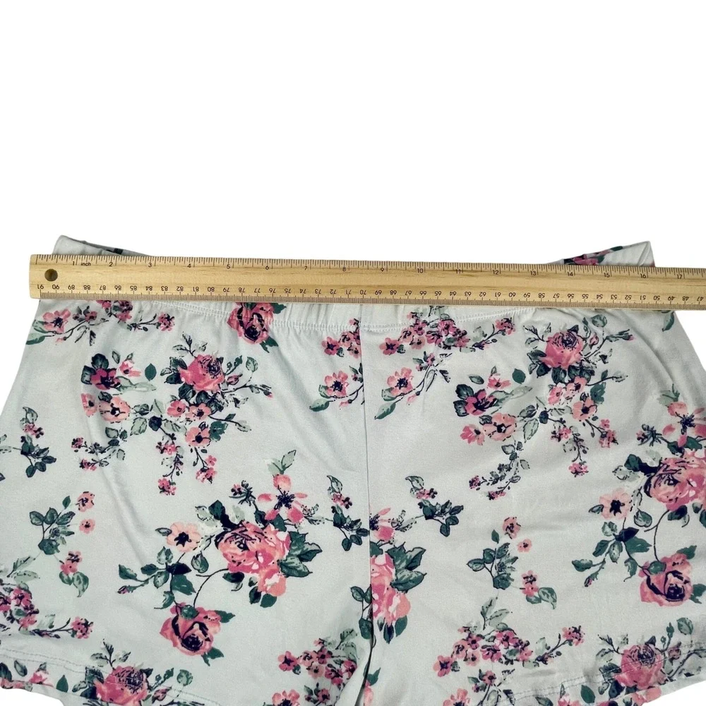 NWT Jessica Simpson Pajama Set Women Size L Blue Floral Cami Shorts Lace Trim